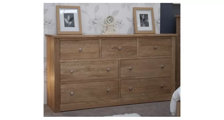 York Oak Wide 7 Drawer Multi Chest 1