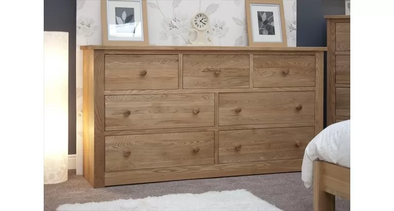 York Oak Wide 7 Drawer Multi Chest 2